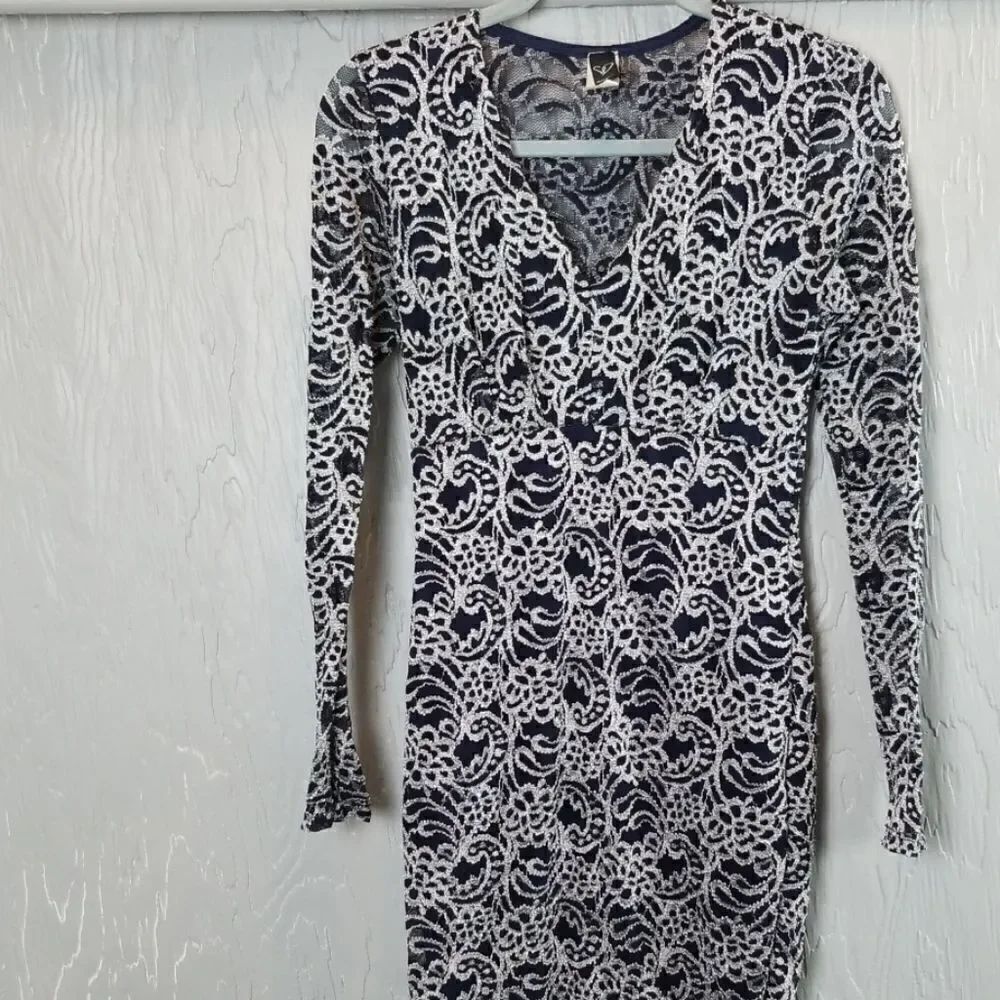 🖤5/$20🖤 WINDSOR blue & white mini dress lace & embroidery